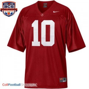 A.J. McCarron Alabama #10 BCS Bowl Patch Football Jersey - Crimson Red