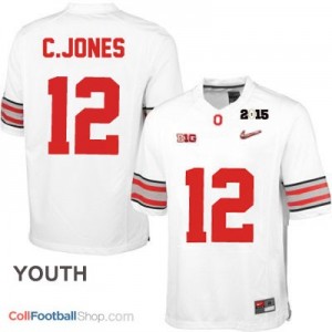 Cardale Jones OSU #12 Diamond Quest 2015 Patch Football Jersey - White - Youth