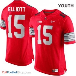 Ezekiel Elliott OSU #15 Diamond Quest Playoff Football Jersey - Scarlet Red - Youth
