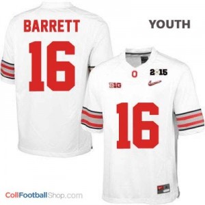 J.T. Barrett OSU #16 Diamond Quest 2015 Patch Football Jersey - White - Youth