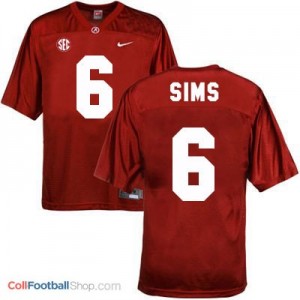 Blake Sims Alabama #6 Football Jersey - Crimson Red