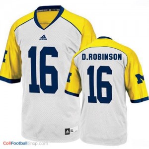 Denard Robinson Michigan Wolverines #16 Youth Football Jersey - White - Yellow