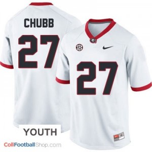 Nick Chubb Georgia Bulldogs (UGA) #27 Football Jersey - White - Youth