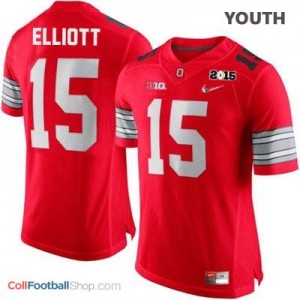 Ezekiel Elliott OSU #15 Diamond Quest 2015 Patch Football Jersey - Scarlet - Youth
