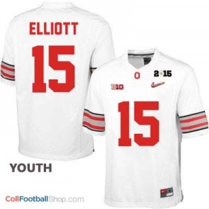 Ezekiel Elliott OSU #15 Diamond Quest 2015 Patch Football Jersey - White - Youth