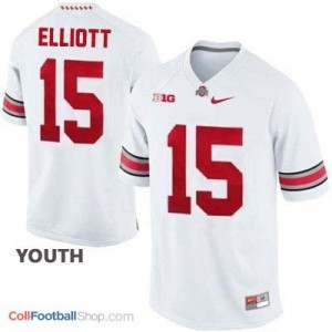 Ezekiel Elliott Ohio State Buckeyes #15 Football Jersey - White - Youth